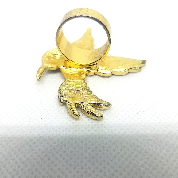 🍍3 for $25 SALE Crystal Humingbird gold tone Ring - Picture 3 of 3